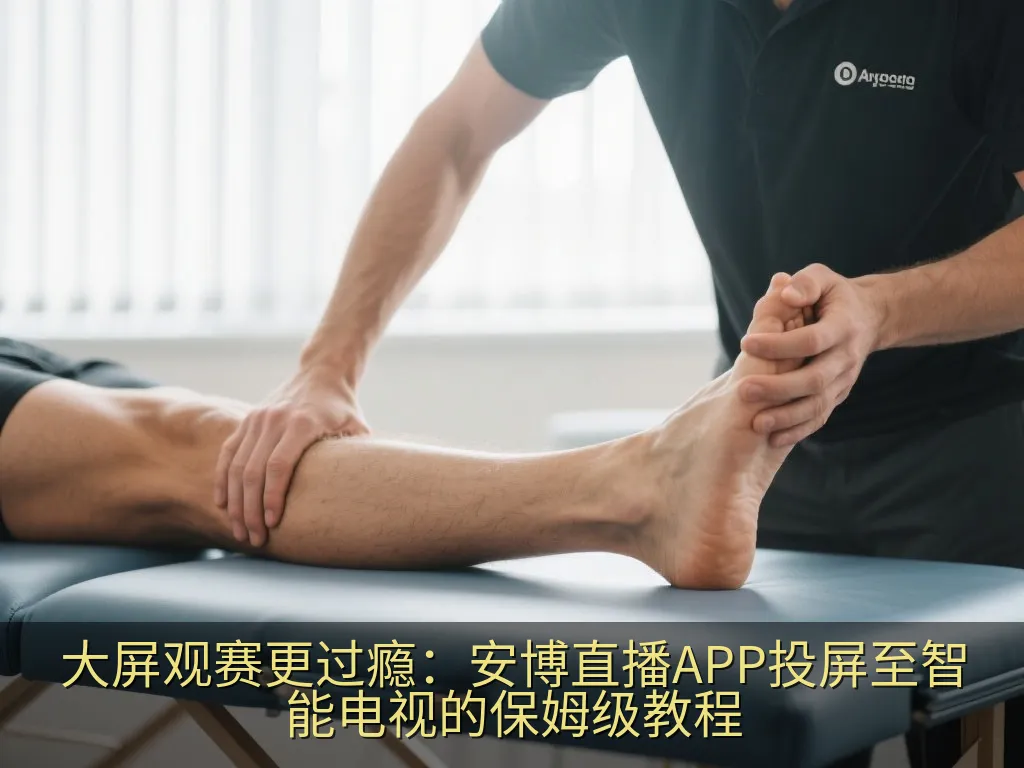 手持智能手机，手指正在轻触屏幕上的投屏按钮，背景是模糊的客厅电视屏幕